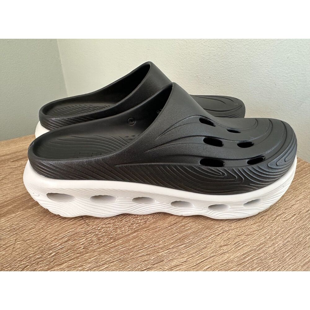 Hunter Women's Geena Waterproof Clogs Black & White Slip-On Garden Shoes Size 8 - Picture 2 of 10